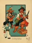 Lot #3099: W. W. DENSLOW - The Piratical Crew Started on a Run with Captain Kidd Leading - Original color lithotint