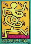 Lot #408: KEITH HARING - Montreux [Jazz Festival] 1983 - Orange Background/Green Border - Original color silkscreen