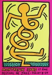 Lot #2542: KEITH HARING - Montreux [Jazz Festival] 1983 - Yellow Background/Pink Border - Original color silkscreen
