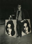Lot #733: EVELYN HOFER - Andy Warhol with His Paintings of Liz Taylor - Original toned vintage photogravure