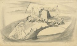 Lot #167: JOSE GARCIA NAREZO - Dos toros - Pencil drawing