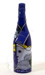 Lot #1389: ROY LICHTENSTEIN - Taittinger Champagne Brut Bottle with box and tag - Screenprint on blue polyester form encasing the glass bottle