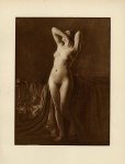 Lot #1768: FRANZ GRAINER - Bayer Akt [Standing Nude with Drapery] - Original vintage sepia-toned photogravure