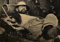 Lot #2230: 19TH CENTURY FRENCH PHOTOGRAPHER - Henri de Toulouse-Lautrec dormir dans la chaise de jardin - Original vintage photogravure