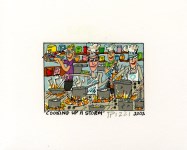 Lot #1944: JAMES RIZZI - Cooking Up a Storm - Color lithograph
