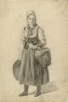 Lot #504: JEAN-FRANCOIS MILLET - Paysanne avec des paniers - Pencil on paper