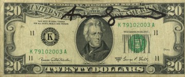 Lot #665: ANDY WARHOL - Twenty Dollar Jackson - Color engraving and letterpress