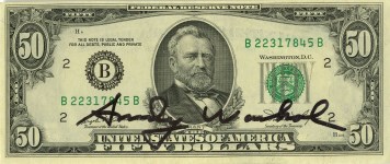 Lot #198: ANDY WARHOL - Fifty Dollar Grant - Color engraving and letterpress