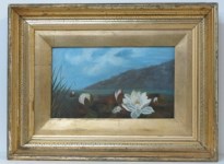 Lot #28: JOHN LAFARGE - Water Lilies - Oil on panel
