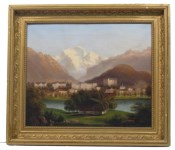 Lot #594: RUDOLF MULLER - Dorf in den Alpen - Oil on canvas