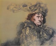 Lot #2072: RAFAEL CORONEL - Estudio para el Retrato de Delacroix - Color offset lithograph