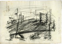 Lot #2605: CARLO CARRA [imput&#233;e] - Periferia de Milano - Charcoal drawing on paper