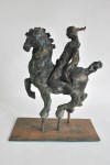 Lot #2568: JAVIER MARIN [d'apr&#232;s] - Hombre a Caballo - Bronze sculpture with light verdigris-type patina