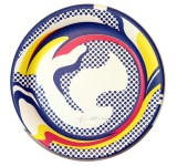Lot #453: ROY LICHTENSTEIN - Paper Plate - Original color screenprint, in yellow, red, and blue, on white paper plate