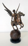 Lot #1961: JORGE MARIN [d'apres] - Jinete alado - Bronze sculpture with dark turquoise patina