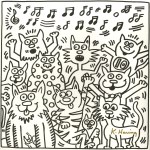 Lot #631: KEITH HARING - Ten Cats - Lithograph