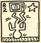 Lot #701: KEITH HARING - Upside Down on TV - Original vintage lithograph