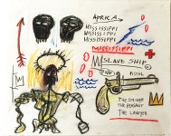 Lot #2942: JEAN-MICHEL BASQUIAT - Mississippi - Oil pastel and pencil drawing on paper