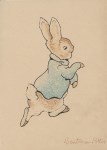 Lot #2609: BEATRIX POTTER - Peter Rabbit Running - Original watercolor with pen and ink