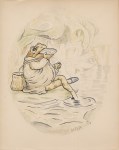 Lot #274: BEATRIX POTTER [imputée] - Jeremy Fisher Eating a Butterfly Sandwich - Watercolor with pen and ink