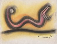 Lot #1284: RUFINO TAMAYO - Proyecto para Mural del Museo de Antropologia (Serpiente II) - Mixed media on paper