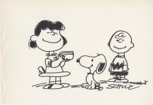 Lot #602: CHARLES SCHULZ - Snoopy, Lucy, & Charlie - Marker drawing on paper
