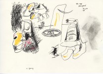 Lot #627: ARSHILE GORKY - Composition with Face - Crayon and ink on paper