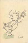 Lot #353: WALT DISNEY - Little Pig - Pencil and colored pencil drawing on paper