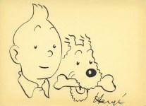 Lot #2181: HERGE [imput&#233;e] - Tintin & Snowy - Ink drawing on paper