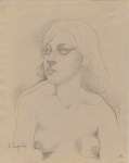 Lot #973: TAMARA DE LEMPICKA - Portrait d'une jeune femme nue - Pencil drawing on paper