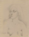 Lot #1275: TAMARA DE LEMPICKA - Portrait d'une jeune femme nue - Pencil drawing on paper