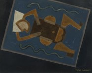 Lot #188: VICTOR BRAUNER [imputée] - Femme et serpents - Mixed media on board