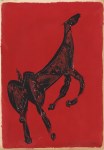 Lot #862: MARINO MARINI - Cavallo rosso e nero - Gouache drawing on paper
