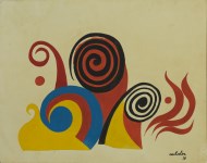 Lot #2560: ALEXANDER CALDER - Five Spirals - Gouache on paper