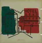 Lot #279: STUART DAVIS - Hotel - Gouache and pencil on paper