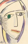 Lot #1517: ALEXEJ VON JAWLENSKY [imputée] - Abstrakter Kopf - Watercolor and pen and ink on paper