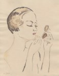Lot #1858: KEES VAN DONGEN [imput&#233;e] - Maquillage &#224; Deauville - Watercolor on paper