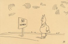 Lot #2600: SAUL STEINBERG - No Vember - Ink drawing on paper