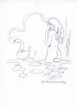 Lot #832: MILO MANARA - The Swans - Ink on paper