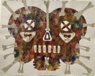 Lot #378: KARIMA MUYAES - Mystic - Collage wth acrylic on Mexican amate bark paper