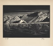 Lot #2571: PAUL LANDACRE - Indio Mountains - Wood engraving