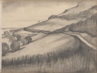 Lot #2693: L. S. LOWRY - View towards the Cottage - Pencil drawing