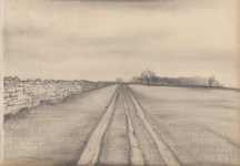 Lot #2671: L. S. LOWRY - The Way to the Cottage - Pencil drawing