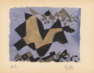 Lot #196: GEORGES BRAQUE - Etude pour un oiseau - Original hand-colored gouache pochoir on collotype