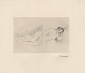 Lot #965: PIERRE-AUGUSTE RENOIR - Femme nue couch&#233;e (tourn&#233;e &#224; droite), 1re planche - Original drypoint