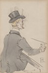 Lot #1177: HENRI DE TOULOUSE-LAUTREC - Monsieur au bar - Watercolor and ink on paper
