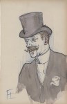 Lot #1750: HENRI DE TOULOUSE-LAUTREC - Portrait d'un gentilhomme - Mixed media on paper