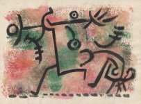 Lot #1484: PAUL KLEE - Vor Damonen fliehen - Watercolor and pen and ink on paper