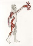 Lot #1556: ESTELA WILLIAMS - Hombre Serpiente - Watercolor and ink on paper
