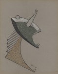 Lot #1040: JULIO GONZALEZ - Homme lésée - Mixed media (pastel, watercolor, and ink) on paper